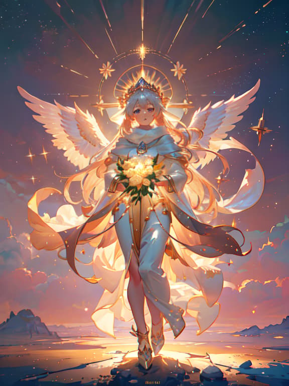  master piece, best quality, ultra detailed, highres, 4k.8k, goddess, radiating serenity, grace, power, and wisdom, serene and wise, break the divine beauty of a female goddess, celestial palace, golden throne, celestial orbs, ethereal flowers, and divine artifacts, break ethereal and tranquil, soft glowing light, radiant aura, and celestial sparkles hyperrealistic, full body, detailed clothing, highly detailed, cinematic lighting, stunningly beautiful, intricate, sharp focus, f/1. 8, 85mm, (centered image composition), (professionally color graded), ((bright soft diffused light)), volumetric fog, trending on instagram, trending on tumblr, HDR 4K, 8K