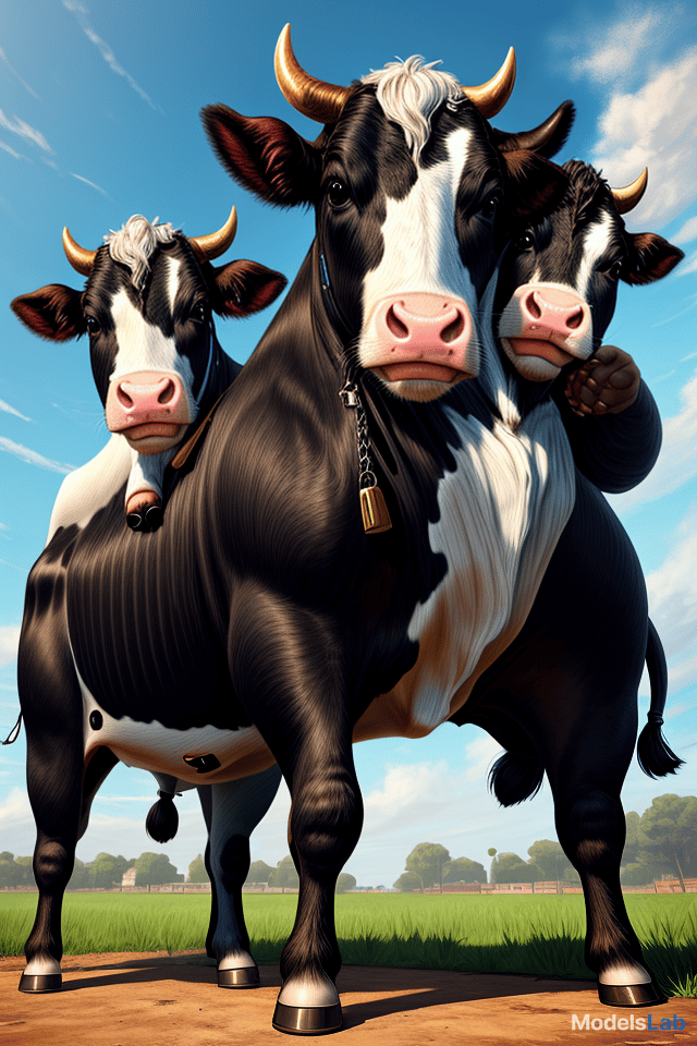  two cows dressed in police outfit, with small cow as witness, cyril rolando, hq, hightly detailed, 4k