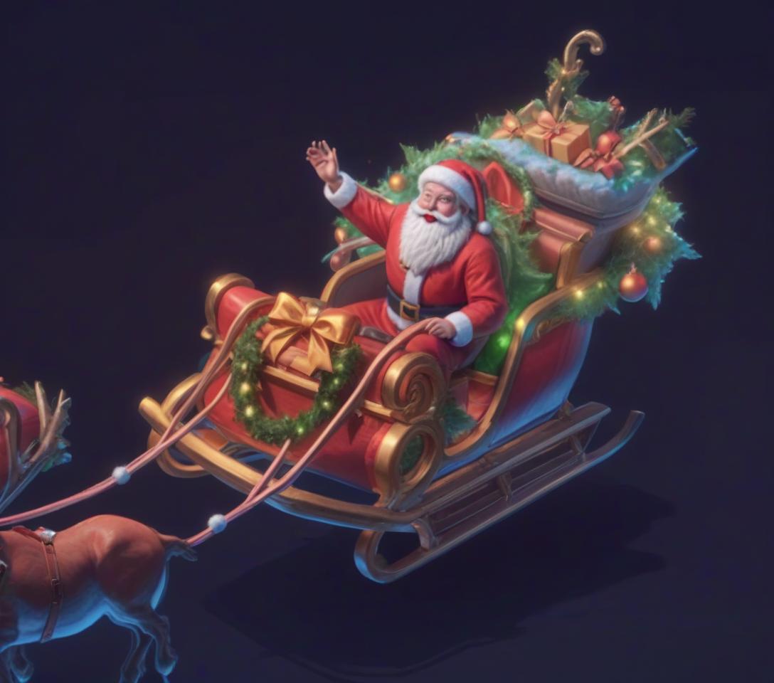  professional 3d model christmas santa's sleigh . octane render, highly detailed, volumetric, dramatic lighting, civitai