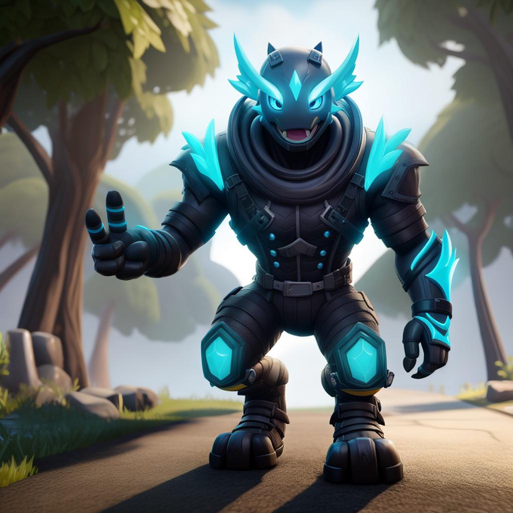  Electric monster (fortnite), full body, open eyes, masterpiece, 4k, fine details,