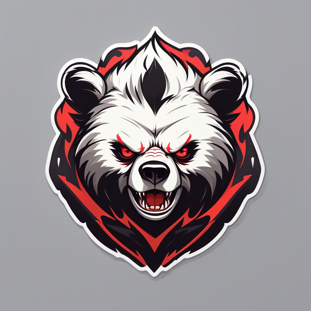  the logo of the head of an evil bear, red eyes, white and black coat., sticker