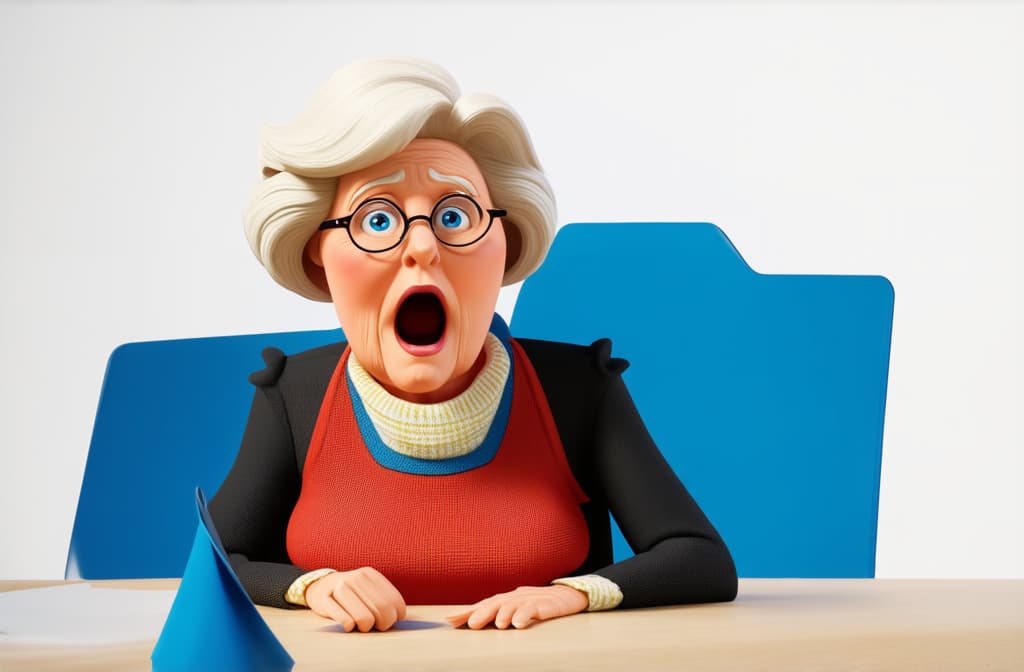  shocked surprised caucasian senior woman isolated on white background, close up, funny 3d cartoon illustration ar 3:2 {prompt}, maximum details