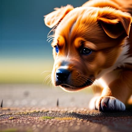  two puppies hyperrealistic, full body, detailed clothing, highly detailed, cinematic lighting, stunningly beautiful, intricate, sharp focus, f/1. 8, 85mm, (centered image composition), (professionally color graded), ((bright soft diffused light)), volumetric fog, trending on instagram, trending on tumblr, HDR 4K, 8K