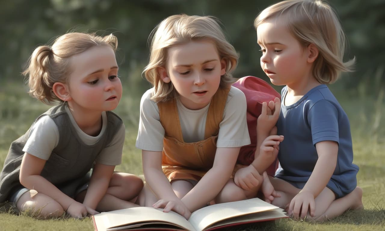  children read a book