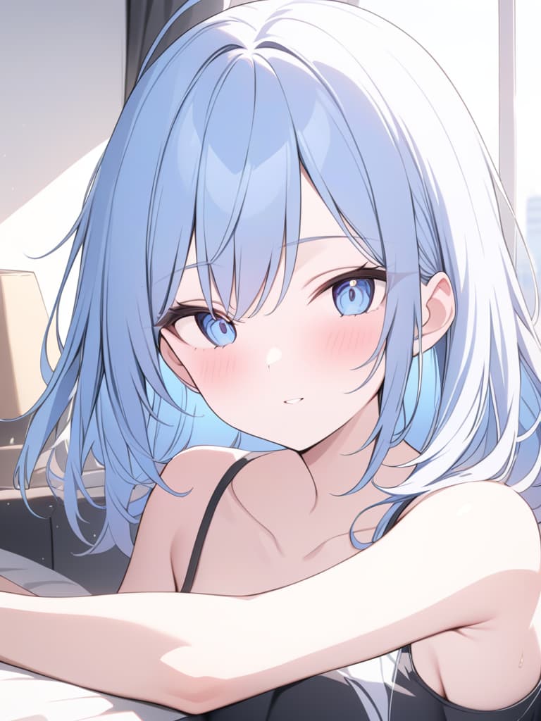  light blue hair, light blue, bob hair, fun, sunny, live, masterpiece, best quality,8k,ultra detailed,high resolution,an extremely delicate and beautiful,hyper detail