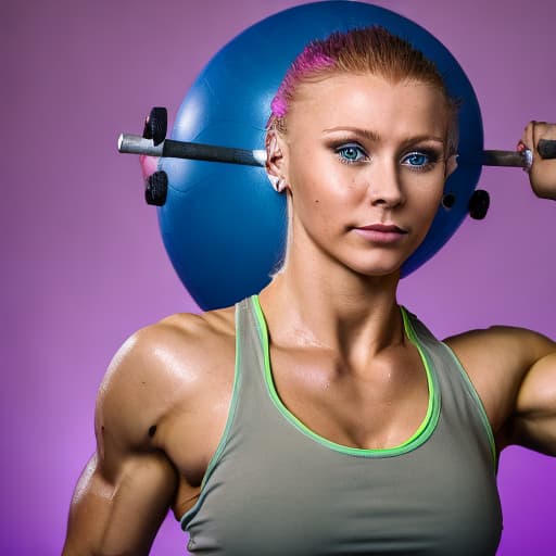 portrait+ style Russian lesbian queer fitness trainer blonde female face