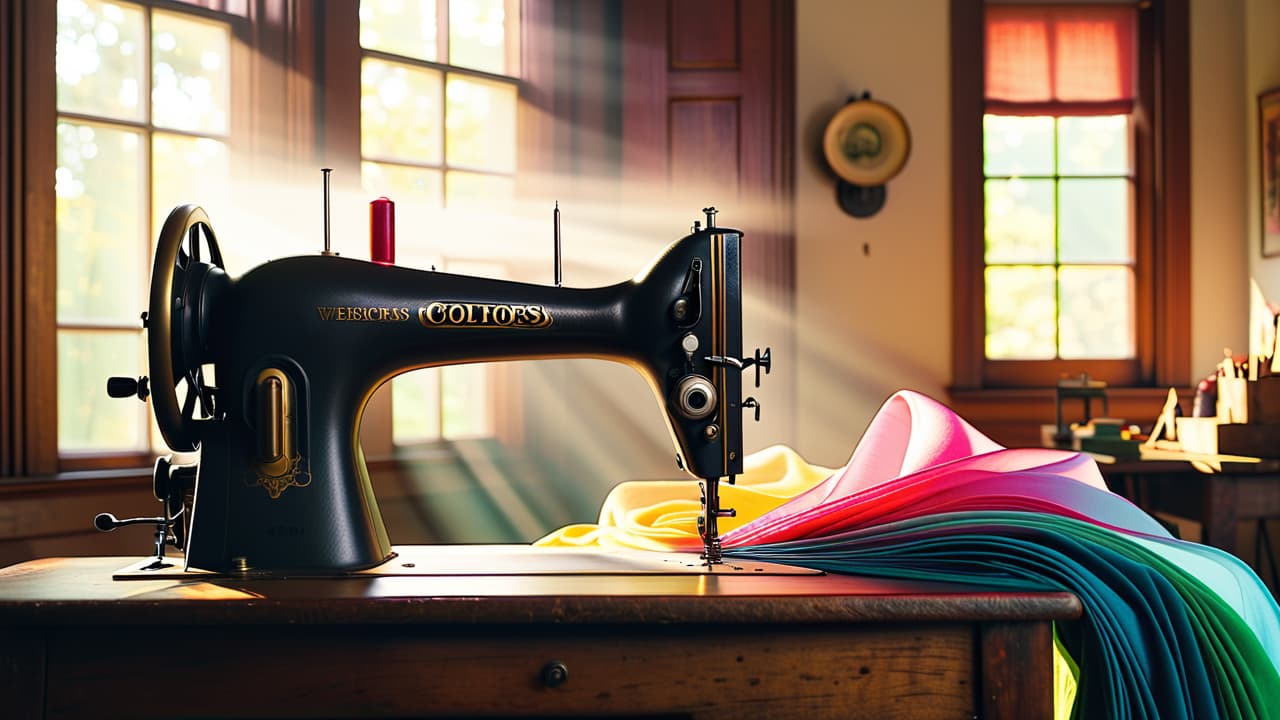  a vibrant workshop scene showcasing colorful fabrics, a sewing machine, and hands transforming old clothes into stylish, unique pieces. sunlight streams through a window, illuminating spools of thread and a creative mess of tools. hyperrealistic, full body, detailed clothing, highly detailed, cinematic lighting, stunningly beautiful, intricate, sharp focus, f/1. 8, 85mm, (centered image composition), (professionally color graded), ((bright soft diffused light)), volumetric fog, trending on instagram, trending on tumblr, HDR 4K, 8K