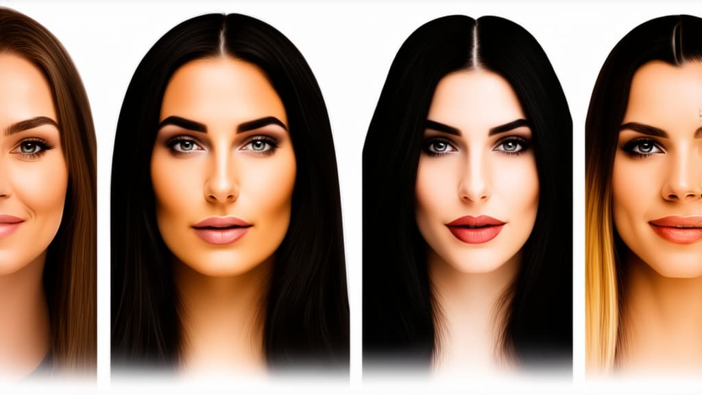  different beauty. set of different female heads on light background. different races and nationalities. ar 16:9, (natural skin texture), highly detailed face, depth of field, hyperrealism, soft light, muted colors