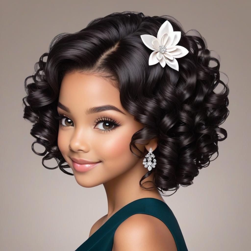  animated black curly hair below the shoulder mom light brown skin with her 5 kids being the boy the smallest age 4 and two girls age 6 & 8 and another daughter age 14 and the oldest boy age 16 with the children having straight hair, award winning, professional, highly detailed, masterpiece