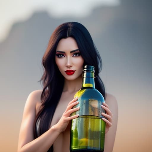  beautiful genie with long black hair emerging from a bottle hyperrealistic, full body, detailed clothing, highly detailed, cinematic lighting, stunningly beautiful, intricate, sharp focus, f/1. 8, 85mm, (centered image composition), (professionally color graded), ((bright soft diffused light)), volumetric fog, trending on instagram, trending on tumblr, HDR 4K, 8K