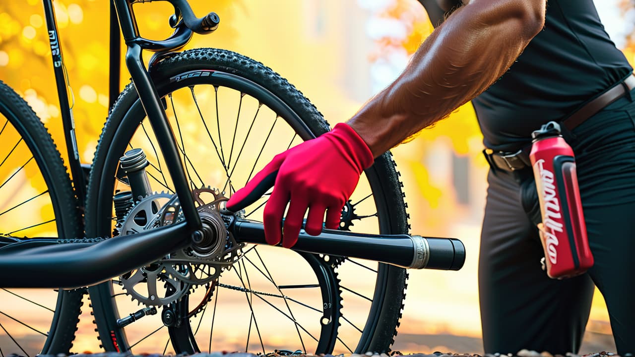  a close up of a bicycle being serviced, with tools like wrenches and lubricants scattered around. a mechanic's hands adjust the gears, while vibrant bike components and a clean workshop backdrop enhance the scene. hyperrealistic, full body, detailed clothing, highly detailed, cinematic lighting, stunningly beautiful, intricate, sharp focus, f/1. 8, 85mm, (centered image composition), (professionally color graded), ((bright soft diffused light)), volumetric fog, trending on instagram, trending on tumblr, HDR 4K, 8K