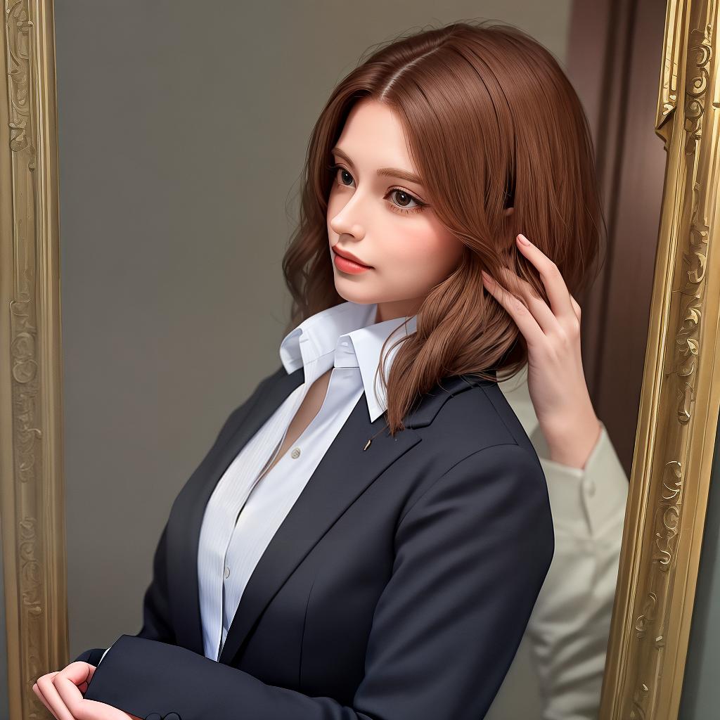  masterpiece, best quality,A British female profile, business attire, clean background,