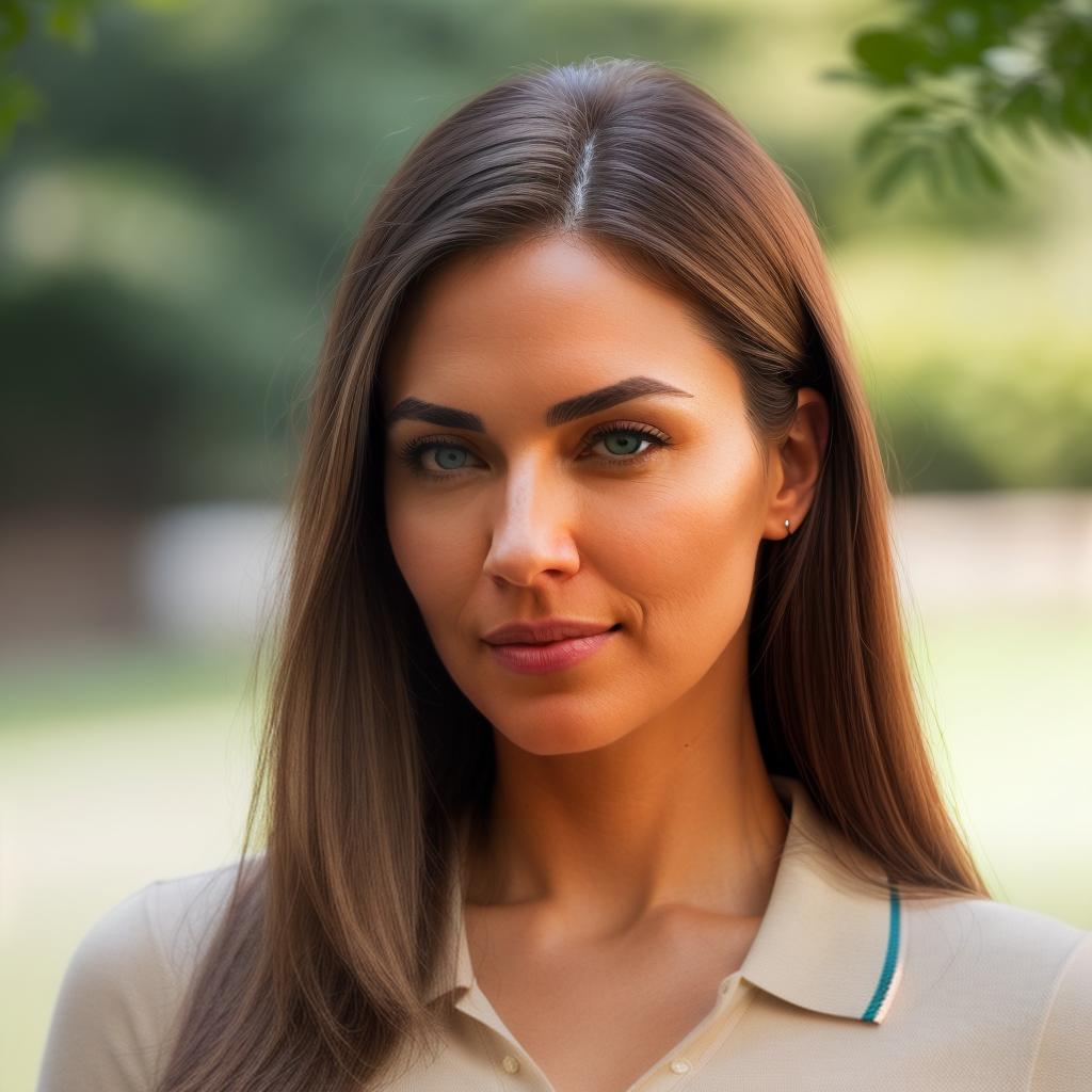  (((realistic full torso frontal head shot of a light beige to medium tan skin tone woman))), amelia matilda walter, ((caucasian heritage)), immature face, blue eye color, ((straight hair style)), ((red hair color)), ((athletic body type)), medium size, athletic size, (immature flat nose), (immature defined cheekbones), (immature angular jawline), (immature full lips), (immature wide forehead), (immature even eyebrows), (immature dimpled chin), standing straight looking directly into the camera,((wearing fitted polo shirt with deep v neck and monogrammed pocket)), backyard in background, 1girl, best quality, highest quality, award winning photo, masterpiece, raw, professional photography, photorealism, sharp focus, cinematic hyperrealistic, full body, detailed clothing, highly detailed, cinematic lighting, stunningly beautiful, intricate, sharp focus, f/1. 8, 85mm, (centered image composition), (professionally color graded), ((bright soft diffused light)), volumetric fog, trending on instagram, trending on tumblr, HDR 4K, 8K