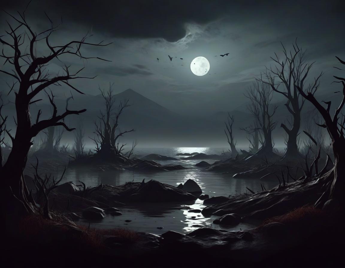  horror landscape. dark atmosphere. artstation style