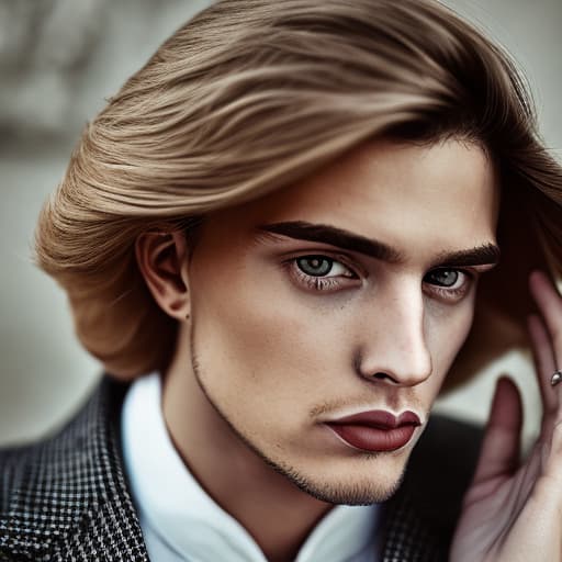 portrait+ style Russian LGBT queer fashion stylist blonde hunk dude face