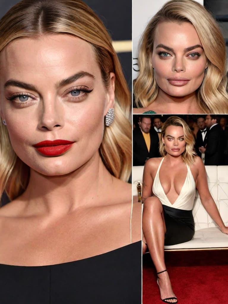  Margot Robbie, no clothes, posing in various sensual positions