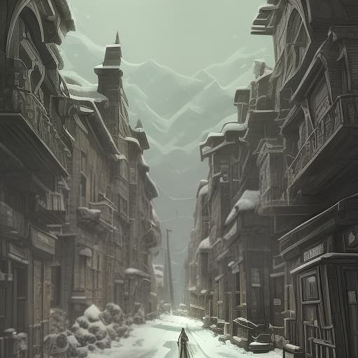 dvarchmodern skyrim style city, snow, architecture using gray stone and wood., indie game art, (vector art, borderlands style, arcane style, cartoon style), line art, disctinct features, hand drawn, technical illustration, graphic design, vector graphics, high contrast, precision artwork, linear compositions, scalable artwork, digital art, cinematic sensual, sharp focus, humorous illustration, big depth of field, masterpiece, trending on artstation, vivid colors, trending on artstation, trending on cgsociety, intricate, low detail, dramatic