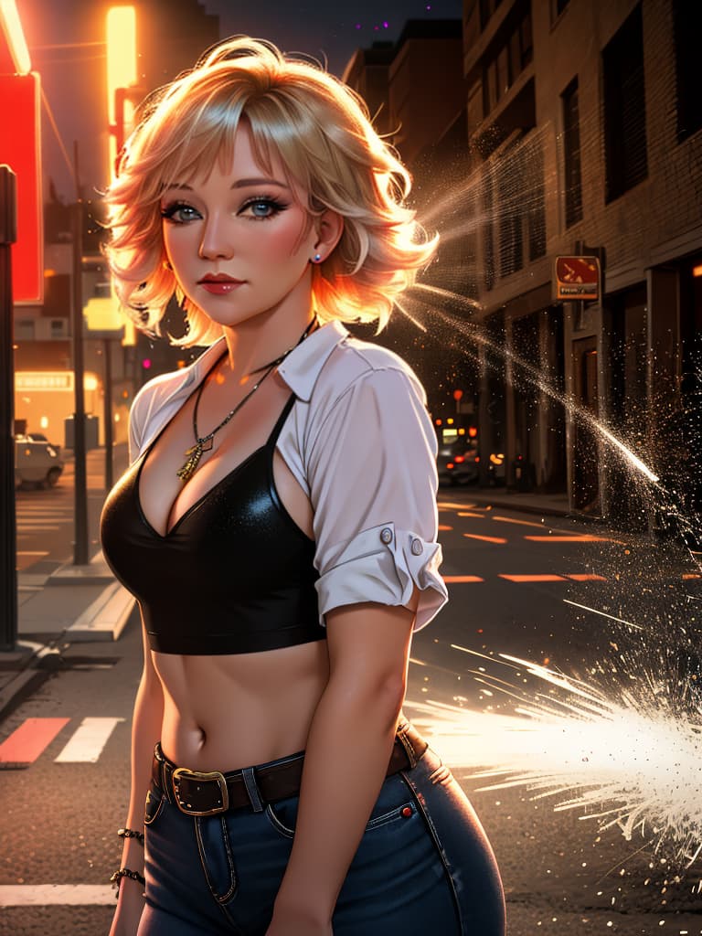  The country singer Tanya Tucker, medium shot, upper body, spotlight, long exposure lighting, street art style spray paint, glamour lighting