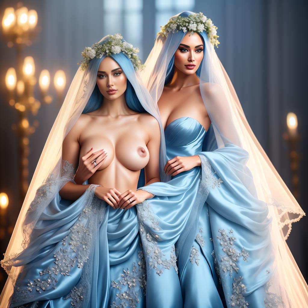  naked bride, blue silk veil hyperrealistic, full body, detailed clothing, highly detailed, cinematic lighting, stunningly beautiful, intricate, sharp focus, f/1. 8, 85mm, (centered image composition), (professionally color graded), ((bright soft diffused light)), volumetric fog, trending on instagram, trending on tumblr, HDR 4K, 8K