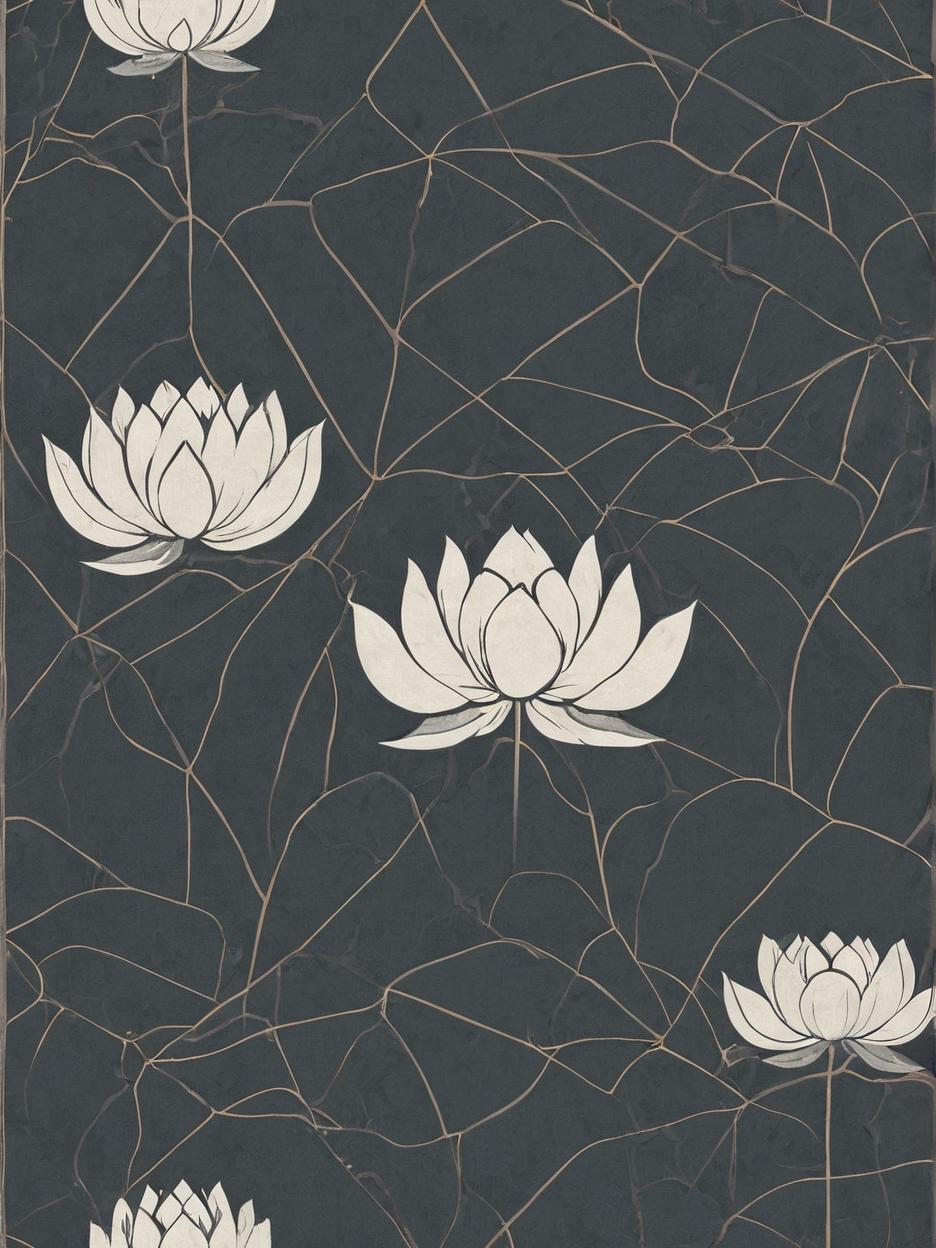  minimalism, lotus flowers wall paper pattern, abstract, simple geometic shapes, hard edges, sleek contours, minimalism