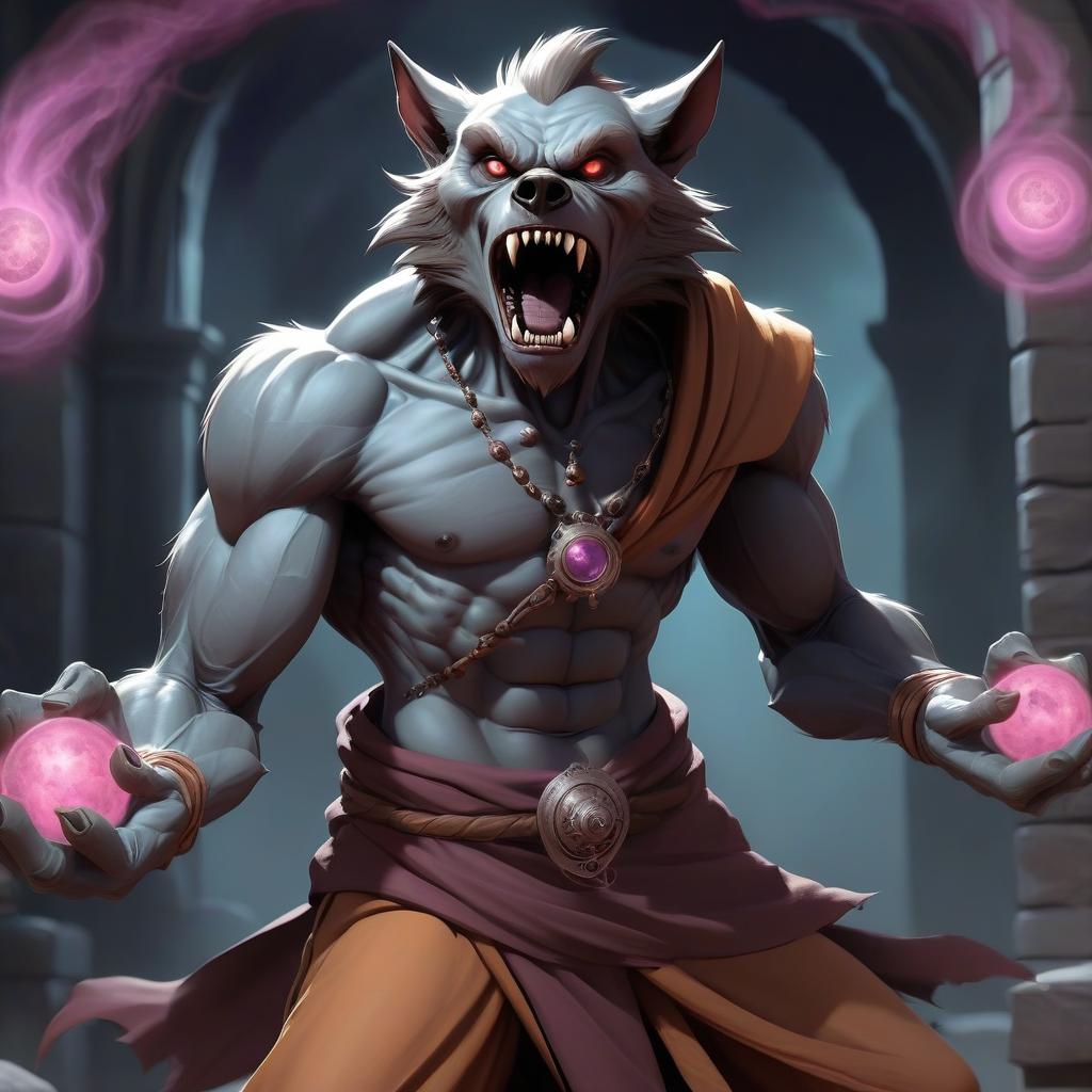  monk werewolf with astral body behind