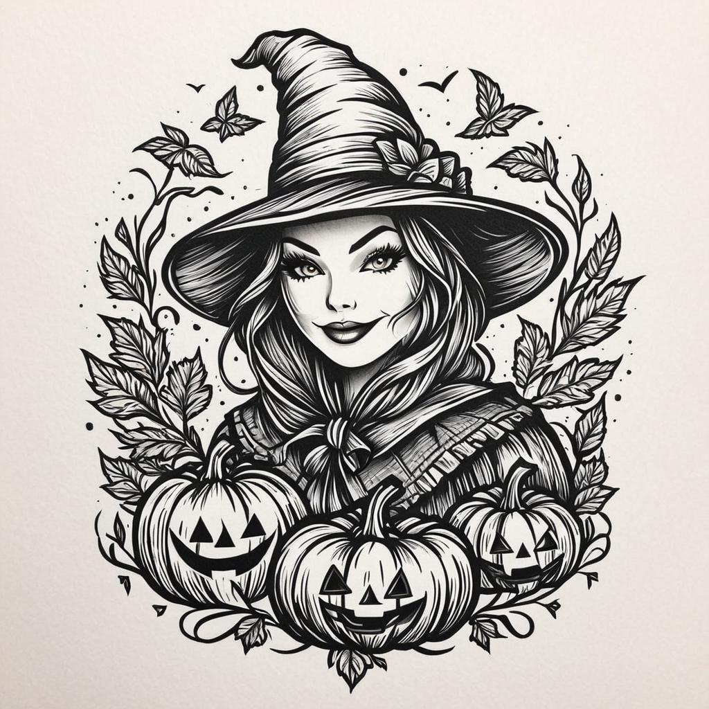  scarecrow, pumpkin,(tattoo), tattoo design