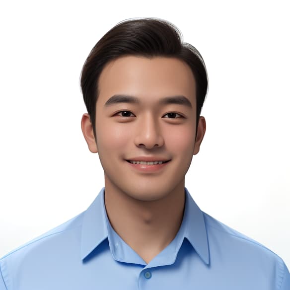  masterpiece, best quality, best quality, professional portrait, hd resolution, realistic, highly detailed photo of me. in a close up day with blur background of an office, sitting wearing formal attire. light blue shirt with a corporate welcoming smile for a cv.