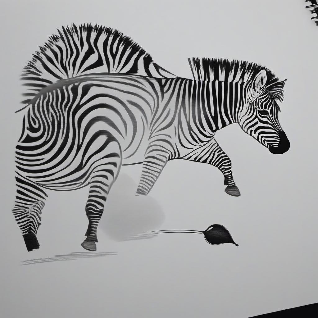  Create a picture. We divided the page into two parts. In one part, draw a zebra, in the other part a pear