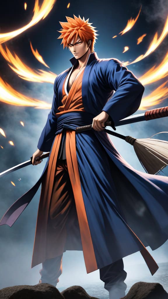  anime art: yamamoto's zanka no tachi clashes with quincy's medallions stealing bankai in bleach. hyperrealistic, full body, detailed clothing, highly detailed, cinematic lighting, stunningly beautiful, intricate, sharp focus, f/1. 8, 85mm, (centered image composition), (professionally color graded), ((bright soft diffused light)), volumetric fog, trending on instagram, trending on tumblr, HDR 4K, 8K