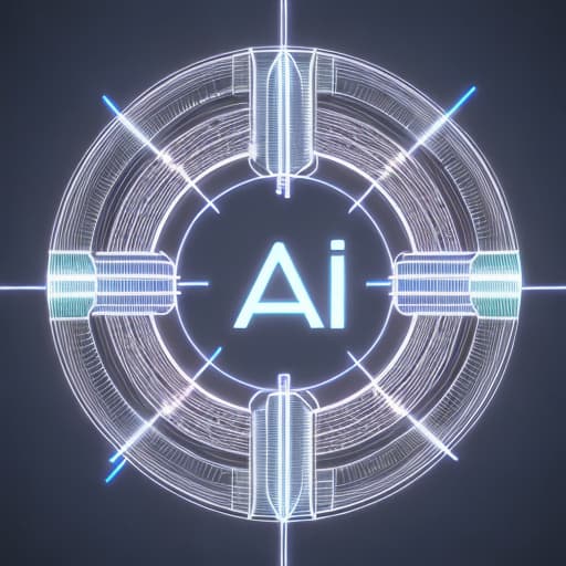  in a retro style, Produce a 3D rendering of the word 'AI' fashioned from luminous wires interlaced with circuitry, with an emphasis on depth and dimensionality.