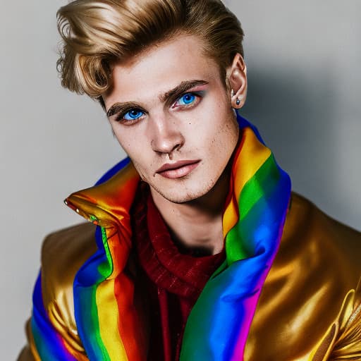 portrait+ style Russian LGBT queer dancer blonde hunk dude face