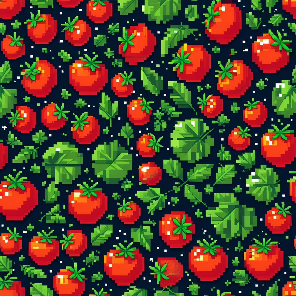  pixel art two happy tomatoes. low res, blocky, pixel art style, 8 bit graphics