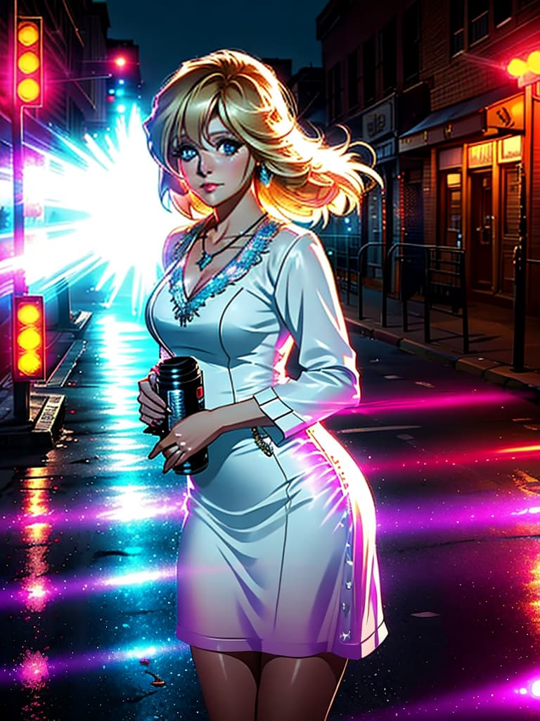  Country singer Barbara Mandrell, medium shot, upper body, spotlight, long exposure lighting, street art style spray paint, glamour lighting