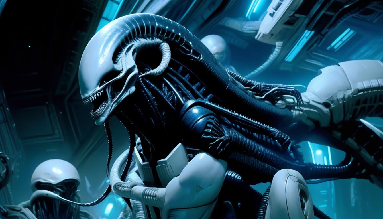  xenomorph, monster, space, realism, horror, bio, mechanics, ancient egypt