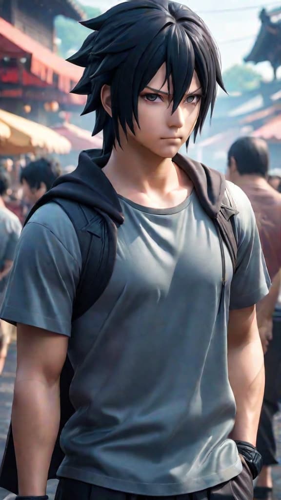  an anime art of sasuke uchiha from naruto, feeling the weight of his clan's legacy. hyperrealistic, full body, detailed clothing, highly detailed, cinematic lighting, stunningly beautiful, intricate, sharp focus, f/1. 8, 85mm, (centered image composition), (professionally color graded), ((bright soft diffused light)), volumetric fog, trending on instagram, trending on tumblr, HDR 4K, 8K