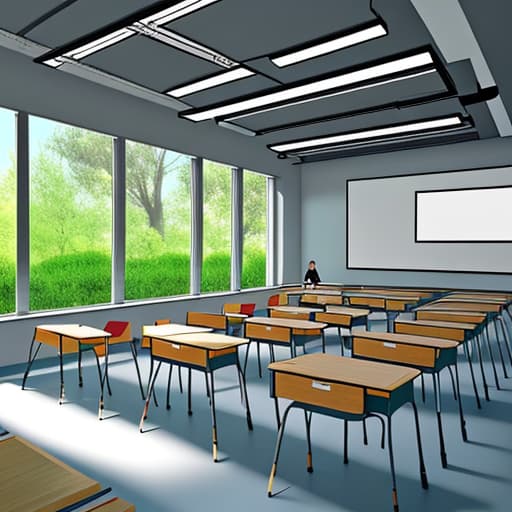  An innovative class room with garden setting