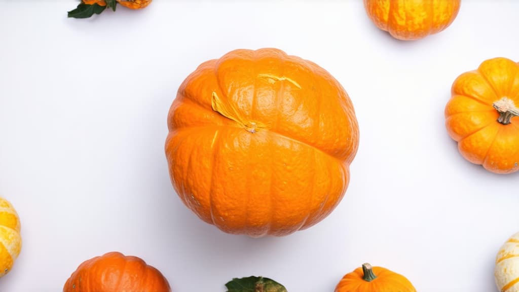  pumpkin top view on white background ar 16:9 {prompt}, maximum details