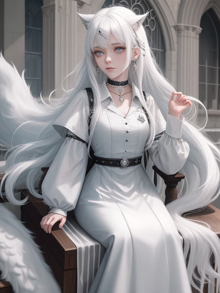  girls, chokers, piercings, hairpins, white eyelets, white hair, beautiful girls, wolf hair, hogwarts griffindor students, masterpiece, best quality,8k,ultra detailed,high resolution,an extremely delicate and beautiful,hyper detail