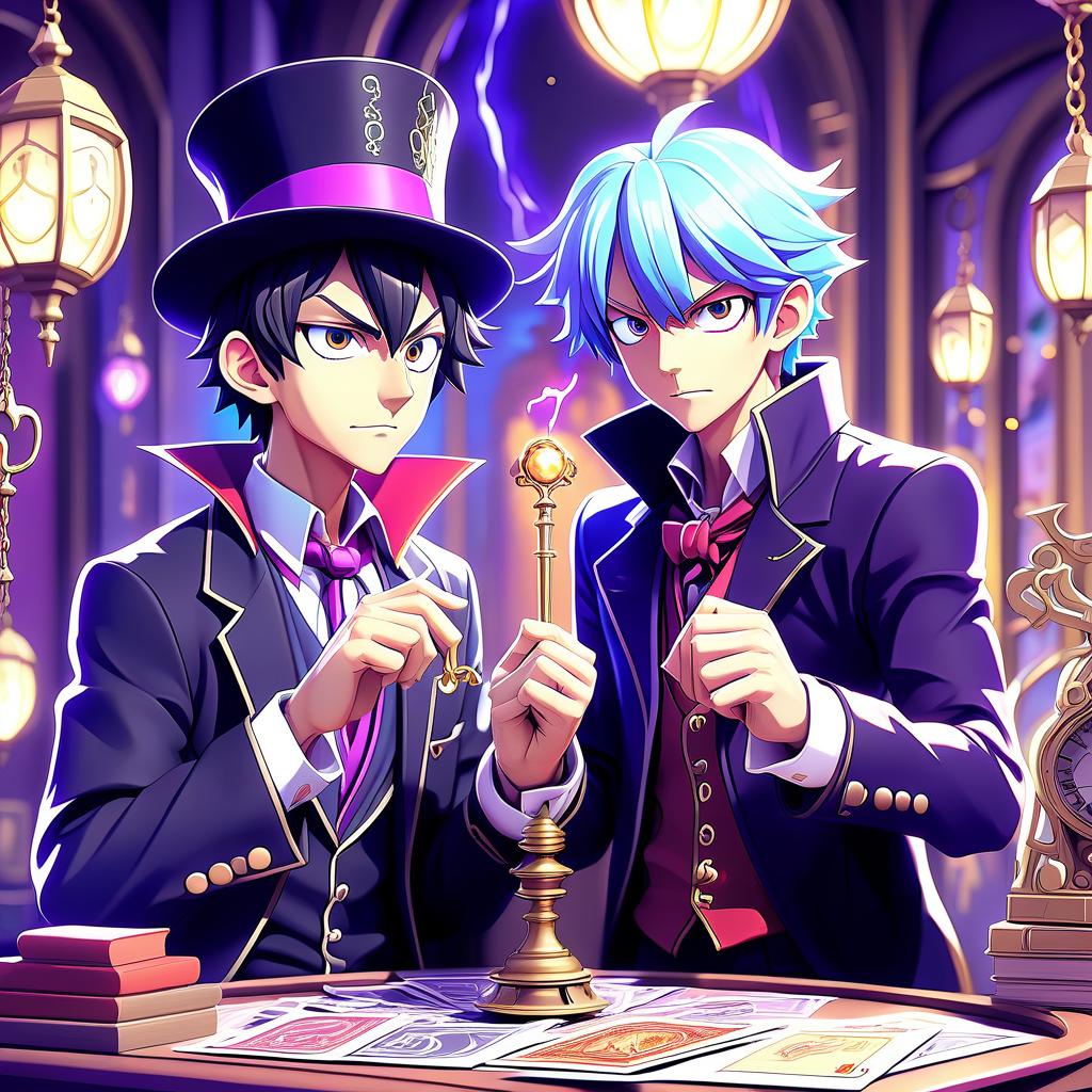  anime artwork magician and good together . anime style, key visual, vibrant, studio anime, highly detailed