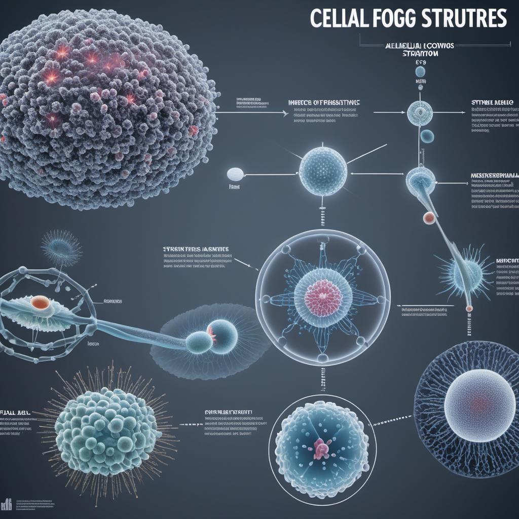  An illustration showing a list of cellular structures and their corresponding functions: 1. Cilia: Move materials on the outside of cells. 2. Flagella: Provide sperm with motility. 3. Mitotic spindle: Helps with cell division. 4. Cytoskeleton: Provides structural support. 5. Microvilli: Increase surface area for absorption. The illustration should feature simple icons or representations of each structure along with brief descriptions. The background should be clean, with labels clearly pointing to each structure. hyperrealistic, full body, detailed clothing, highly detailed, cinematic lighting, stunningly beautiful, intricate, sharp focus, f/1. 8, 85mm, (centered image composition), (professionally color graded), ((bright soft diffused light)), volumetric fog, trending on instagram, trending on tumblr, HDR 4K, 8K