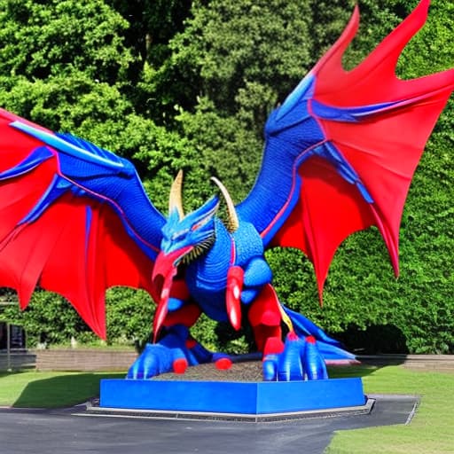  huge blue dragon with red wings