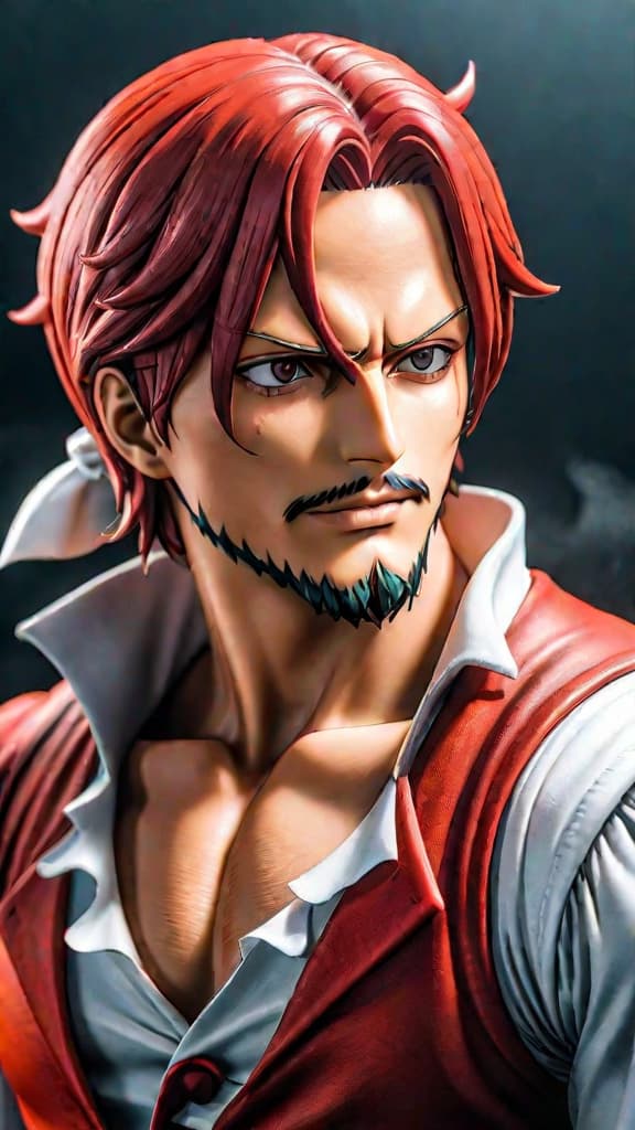  create an anime art of shanks from one piece believing in luffy's journey with the gum gum fruit. hyperrealistic, full body, detailed clothing, highly detailed, cinematic lighting, stunningly beautiful, intricate, sharp focus, f/1. 8, 85mm, (centered image composition), (professionally color graded), ((bright soft diffused light)), volumetric fog, trending on instagram, trending on tumblr, HDR 4K, 8K