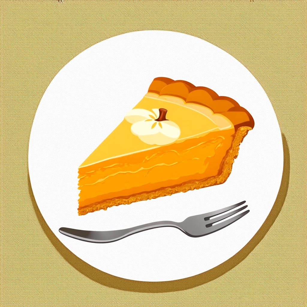  flat illustration, flaticon, (illustration:1.15), flat style pumpkin pie slice on solid white background , [cory loftis, strobist, pascal campion :: 0.2]