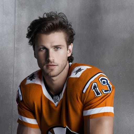 portrait+ style NHL star queer brunette hunk dude face