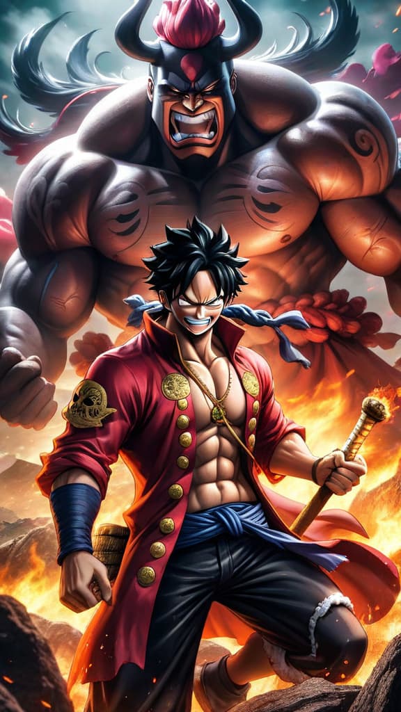  anime art kozuki oden from one piece wielding enma and ame no habakiri, inflicting a wound on kaido hyperrealistic, full body, detailed clothing, highly detailed, cinematic lighting, stunningly beautiful, intricate, sharp focus, f/1. 8, 85mm, (centered image composition), (professionally color graded), ((bright soft diffused light)), volumetric fog, trending on instagram, trending on tumblr, HDR 4K, 8K