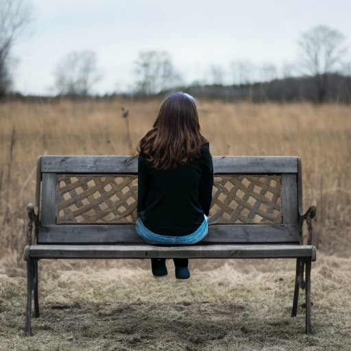  a woman sitting on a bench