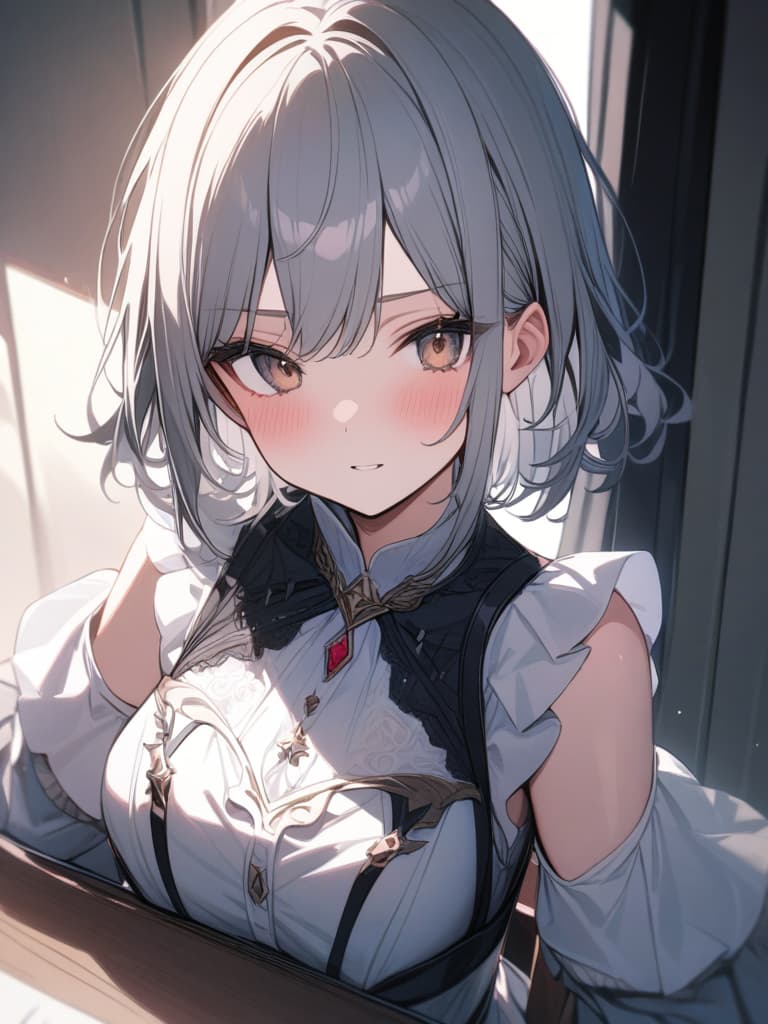  cute, subculture, gray hair, moe sleeves, cute clothes, masterpiece, best quality,8k,ultra detailed,high resolution,an extremely delicate and beautiful,hyper detail