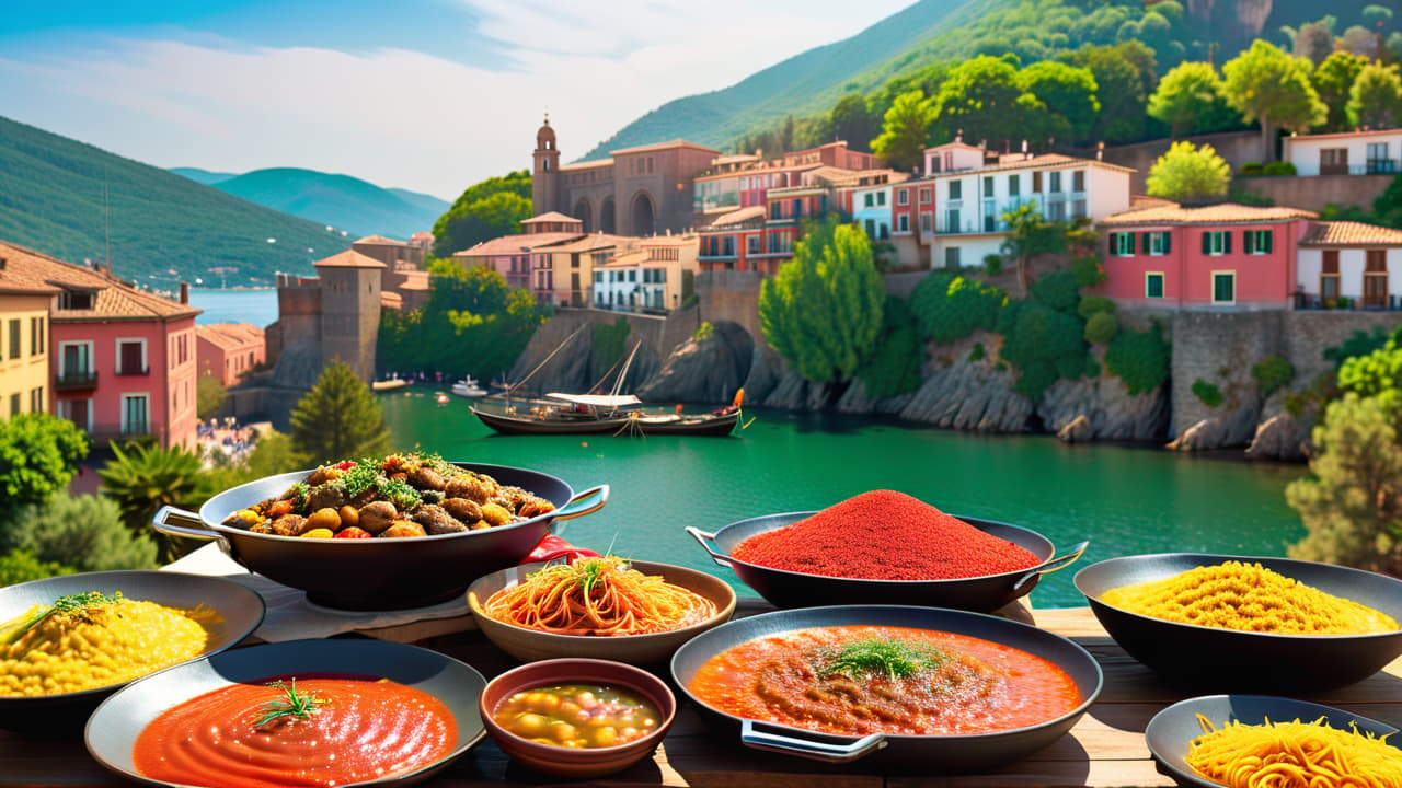  @ image prompt: "a vibrant collage depicting the cultural fusion of spain, showcasing moorish architecture, traditional spanish cuisine like paella and tapas, and lively festival scenes, all set against a backdrop of diverse landscapes." hyperrealistic, full body, detailed clothing, highly detailed, cinematic lighting, stunningly beautiful, intricate, sharp focus, f/1. 8, 85mm, (centered image composition), (professionally color graded), ((bright soft diffused light)), volumetric fog, trending on instagram, trending on tumblr, HDR 4K, 8K