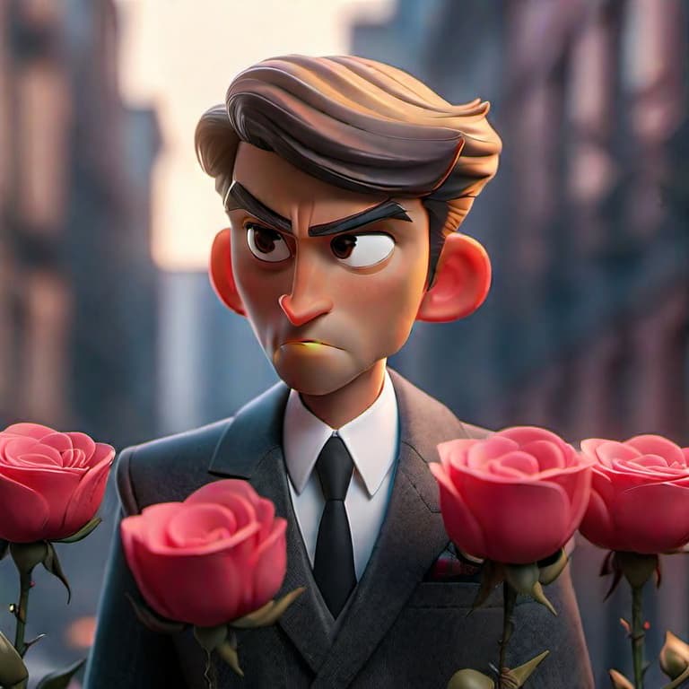  masterpiece, best quality,a handsome man in suits holding a rose, city background hyperrealistic, full body, detailed clothing, highly detailed, cinematic lighting, stunningly beautiful, intricate, sharp focus, f/1. 8, 85mm, (centered image composition), (professionally color graded), ((bright soft diffused light)), volumetric fog, trending on instagram, trending on tumblr, HDR 4K, 8K