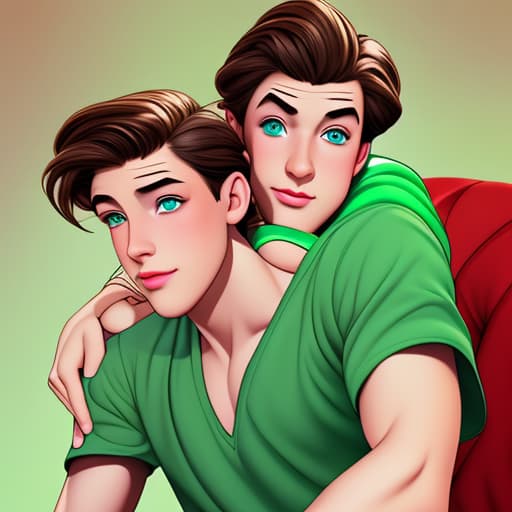  Disney style boy with green eyes and brown hair